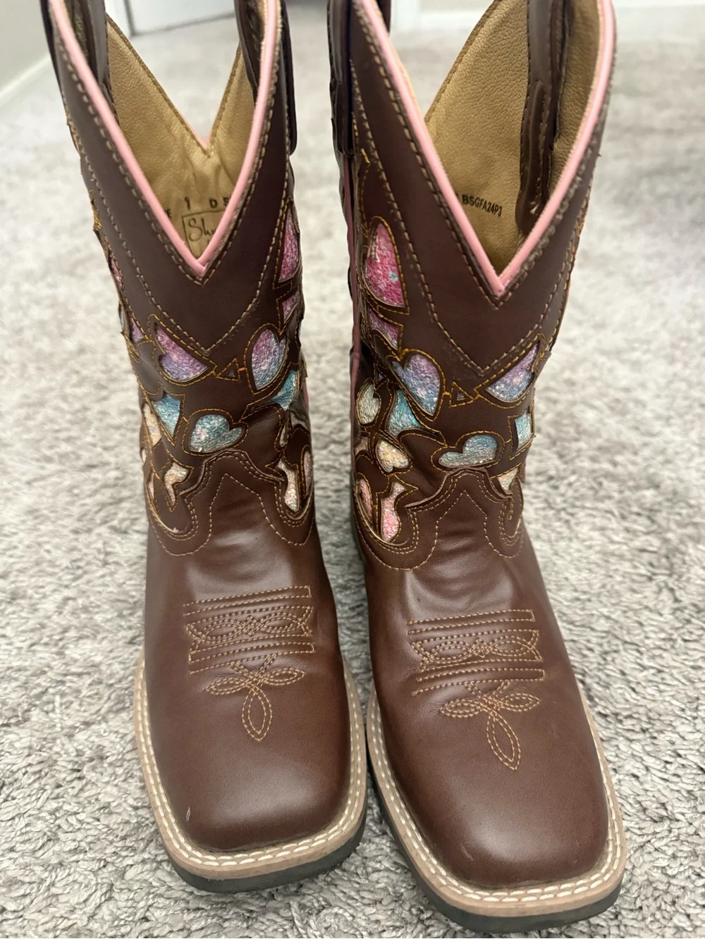 Shyanne Brown Western Boots with Rainbow Heart Cutouts